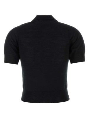 Black wool polo shirt AMI (FPL439KN0039)