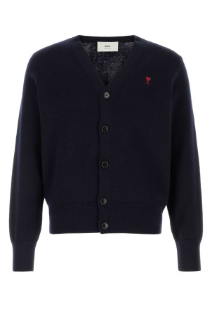 Dark blue wool cardigan AMI (HKC361001)