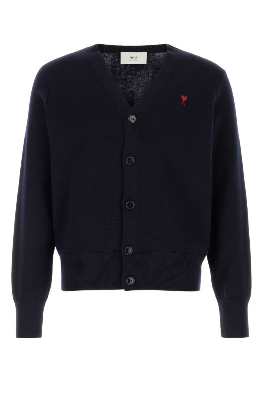 Dark blue wool cardigan AMI (HKC361001)