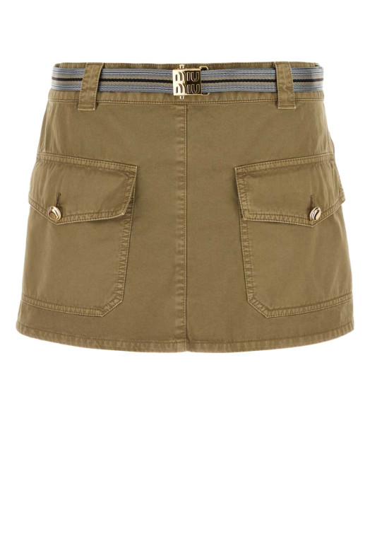Army green cotton mini skirt MIU MIU (MG2390SOOO16MS)