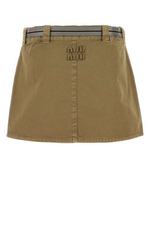 Army green cotton mini skirt MIU MIU (MG2390SOOO16MS)
