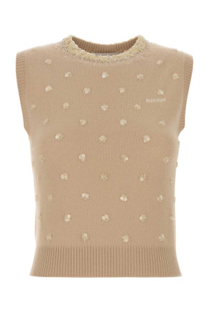 Sand cashmere vest MIU MIU (MMV331SOOO18YY)