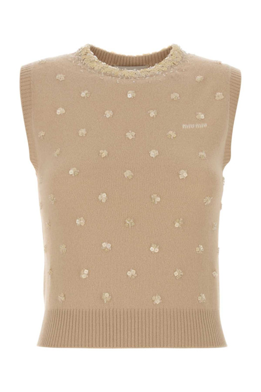 Sand cashmere vest MIU MIU (MMV331SOOO18YY)