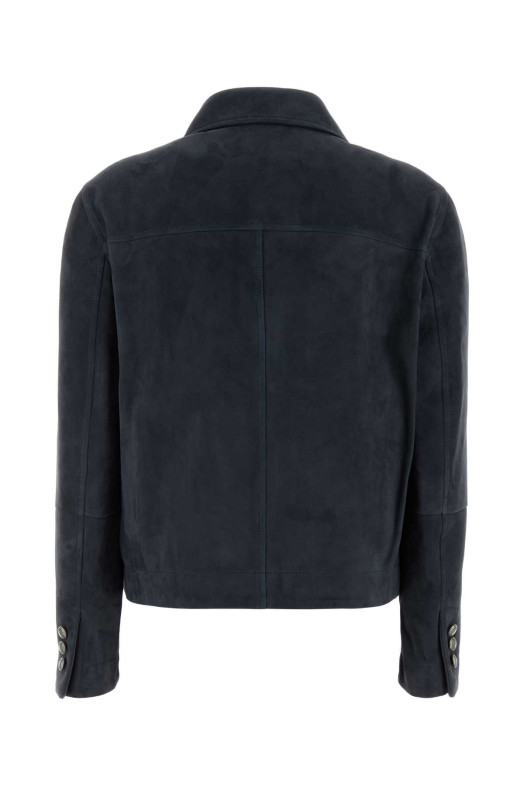Navy blue suede jacket BRUNELLO CUCINELLI (MPCAI7429)
