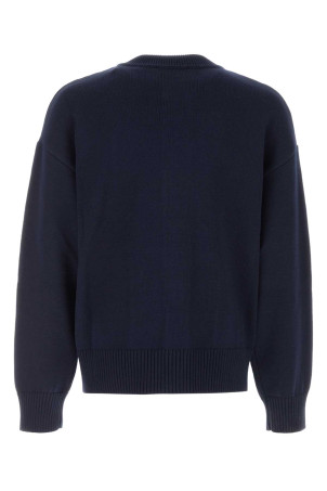 Navy blue wool blend cardigan AMI (UKC381KN0156)