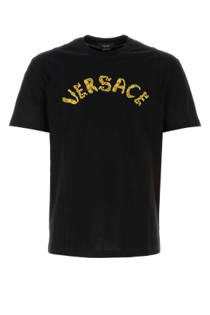 Black cotton t-shirt VERSACE (10106411A07700)
