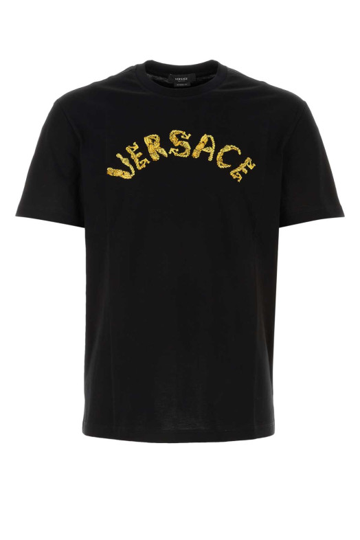 Black cotton t-shirt VERSACE (10106411A07700)