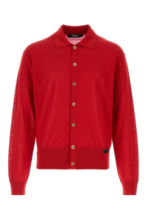 Red silk blend cardigan VERSACE (10202811A12273)