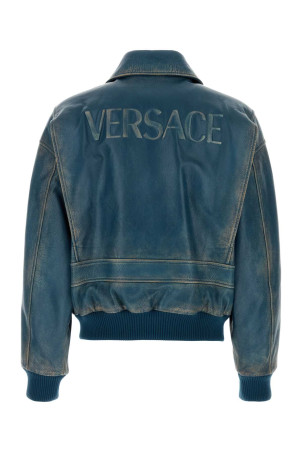 Blue leather jacket VERSACE (10217531A16056)