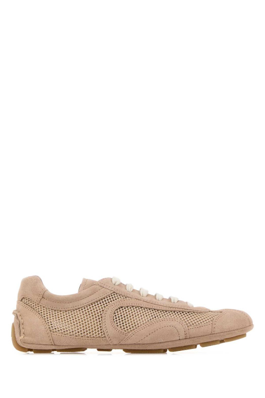Powder pink suede and mesh Montecarlo sneakers PRADA (1E247OFD0103D8C)