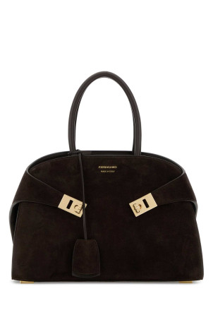 Brown suede small Hug handbag Brown SALVATORE FERRAGAMO (215608792065)