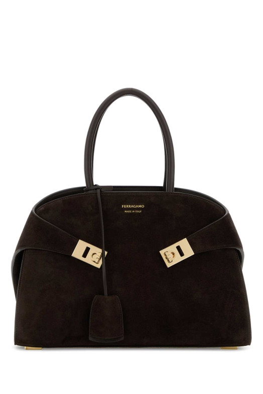 Brown suede small Hug handbag Brown SALVATORE FERRAGAMO (215608792065)