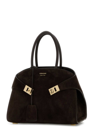 Brown suede small Hug handbag Brown SALVATORE FERRAGAMO (215608792065)