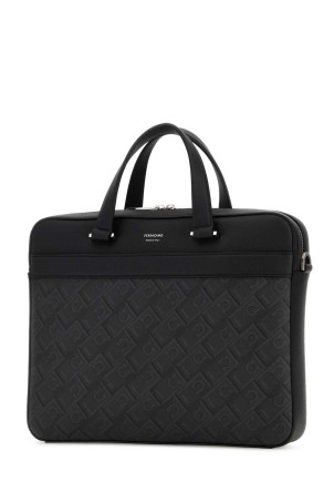 Printed canvas briefcase SALVATORE FERRAGAMO (241723781303)