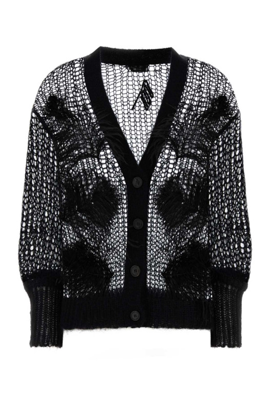 Black crochet cardigan White THE ATTICO (260WCD00011KMX002FS)