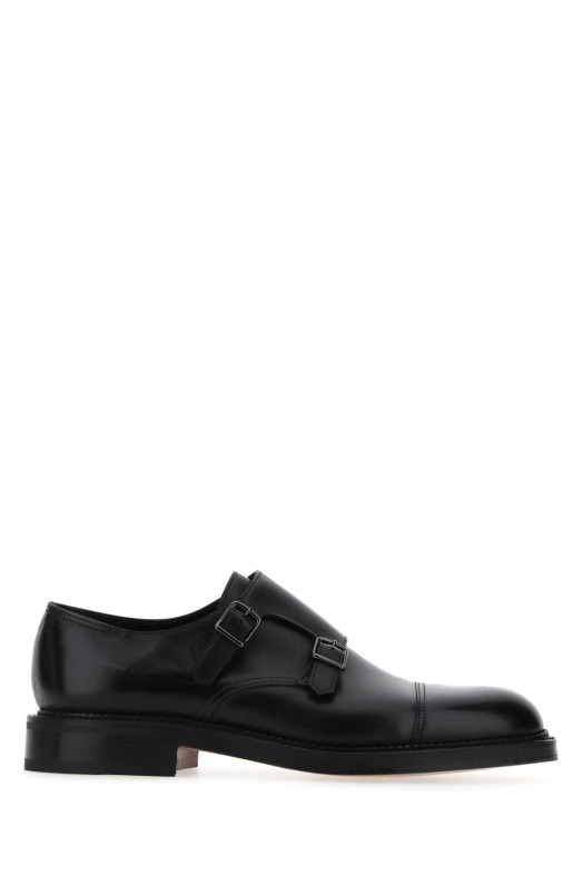 Black leather William monk strap shoes JOHN LOBB (279034L)