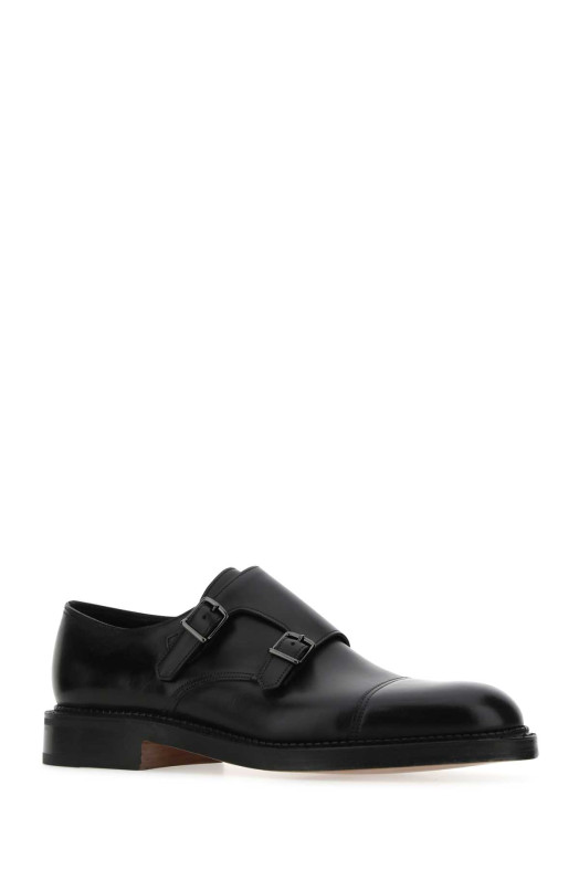 Black leather William monk strap shoes JOHN LOBB (279034L)
