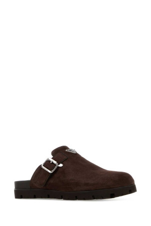 Dark brown suede slippers PRADA (2S3003FG000054)