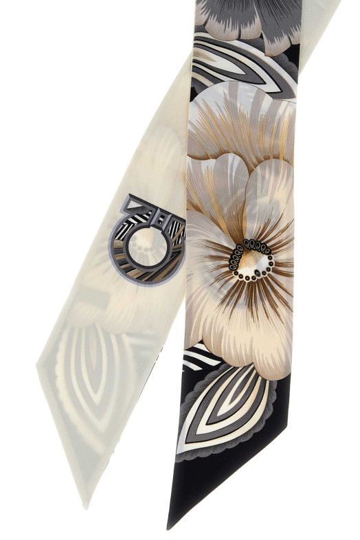Printed silk foulard Black-grey SALVATORE FERRAGAMO (321247789963)