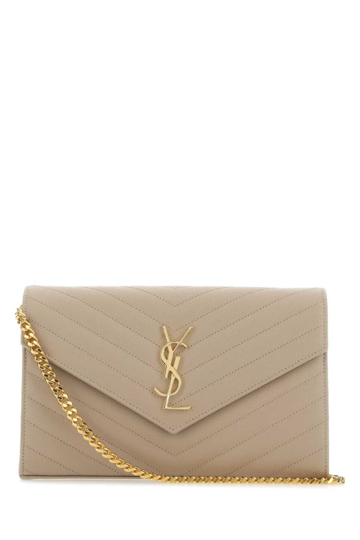 Cappuccino leather clutch SAINT LAURENT (377828BOW01)