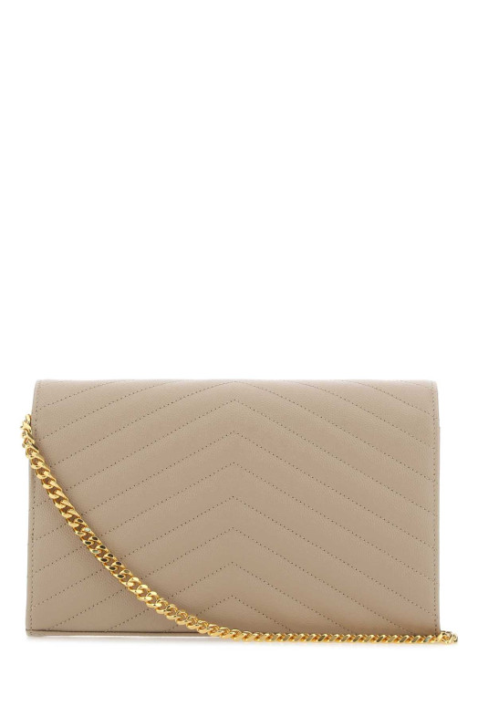 Cappuccino leather clutch SAINT LAURENT (377828BOW01)