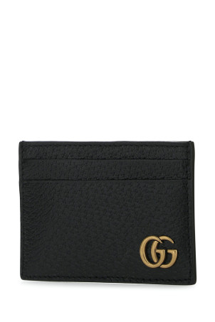 Black leather Marmont card holder Black GUCCI (436022DJ20T)