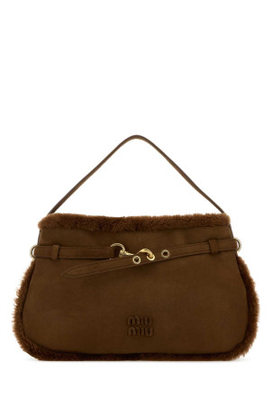 Brown shearling shoulder bag MIU MIU (5BC181VOOS2IDK)