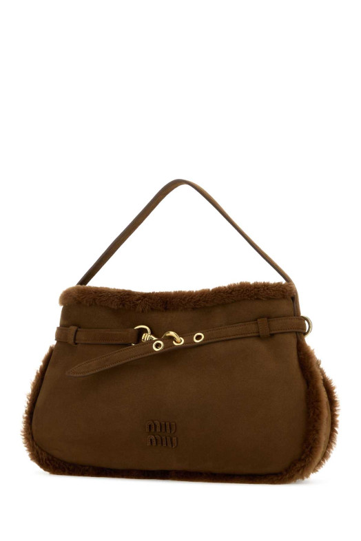 Brown shearling shoulder bag MIU MIU (5BC181VOOS2IDK)