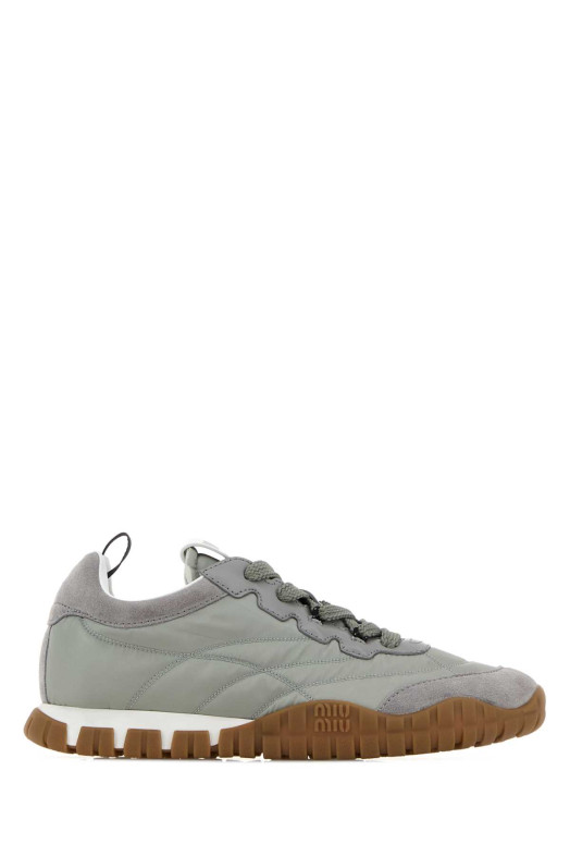 Grey Re-Nylon and suede sneakers MIU MIU (5E417EF005ZJM)