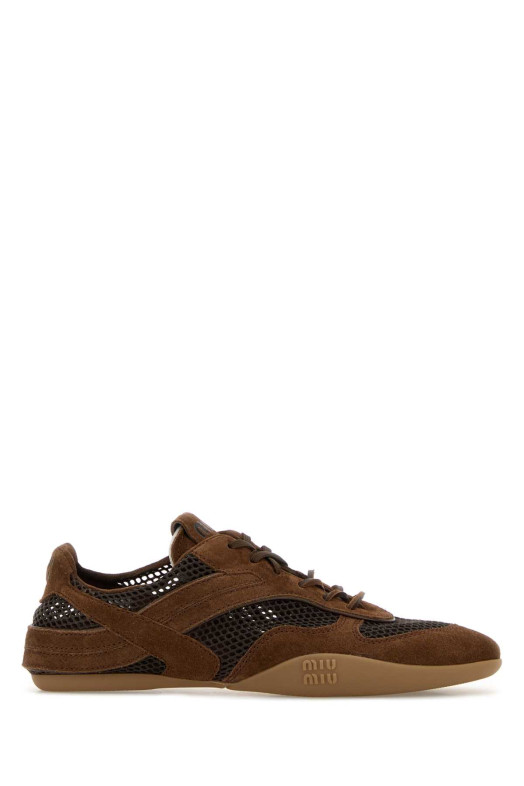 Brown suede and mesh sneakers MIU MIU (5E589EF0053KU1)