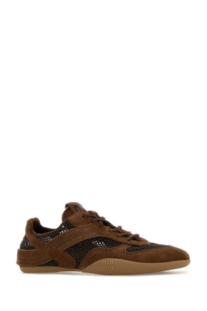 Brown suede and mesh sneakers MIU MIU (5E589EF0053KU1)