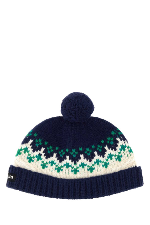Embroidered wool beanie hat MIU MIU (5HC48918SI)