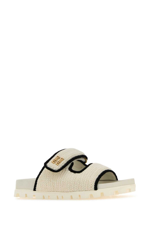 Ivory crochet slippers MIU MIU (5XX641F0102CQ2)