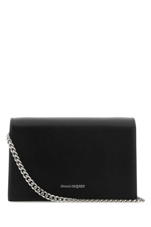Black leather small Skull clutch Black ALEXANDER MCQUEEN (61308816X55)