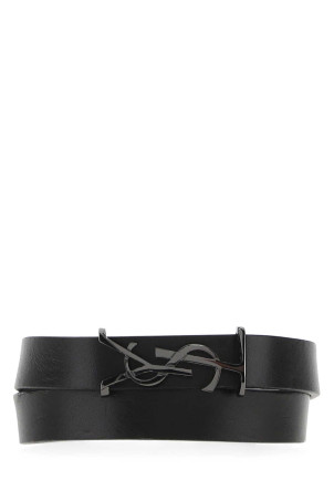 Black leather Opyum bracelet Black SAINT LAURENT (7087950IH0R)