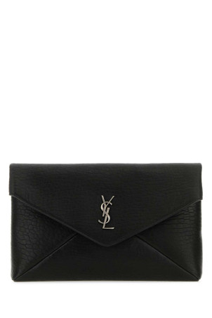 Black leather large Cassandre pouch Black SAINT LAURENT (778181AACIA)