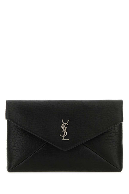 Black leather large Cassandre pouch Black SAINT LAURENT (778181AACIA)