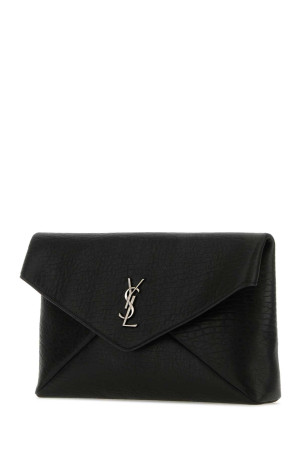 Black leather large Cassandre pouch Black SAINT LAURENT (778181AACIA)