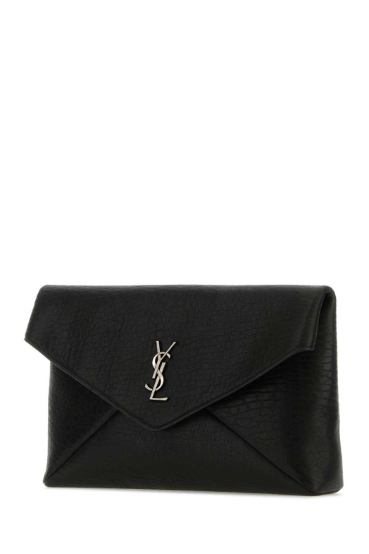 Black leather large Cassandre pouch Black SAINT LAURENT (778181AACIA)