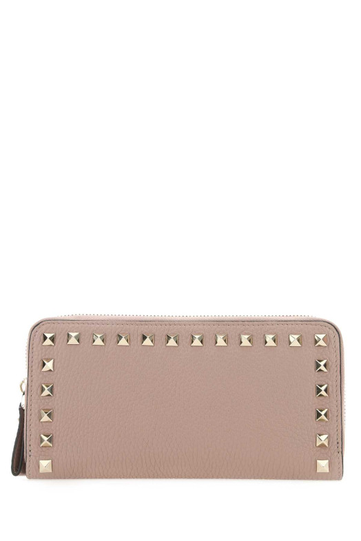 Antiqued pink leather Rockstud wallet Beige VALENTINO GARAVANI (7W2P0645VSH)