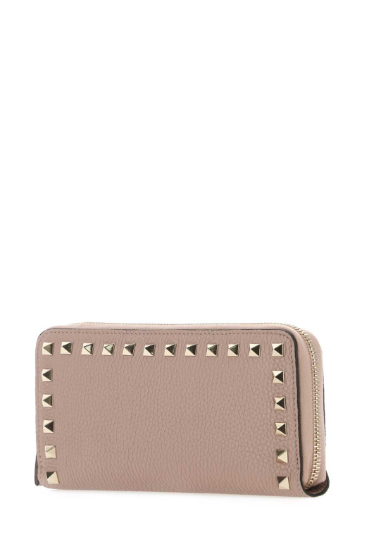 Antiqued pink leather Rockstud wallet Beige VALENTINO GARAVANI (7W2P0645VSH)