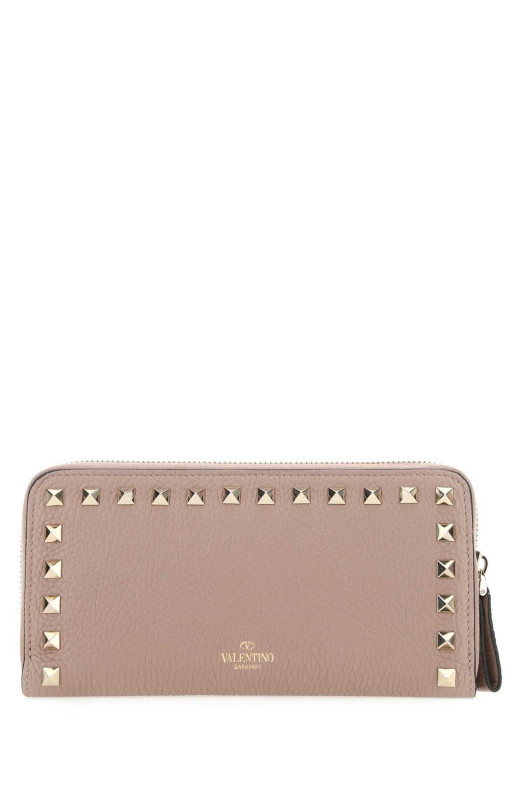 Antiqued pink leather Rockstud wallet Beige VALENTINO GARAVANI (7W2P0645VSH)