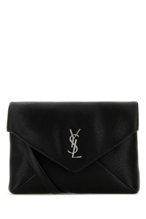 Black leather Cassandra clutch Black SAINT LAURENT (801490AACIU)