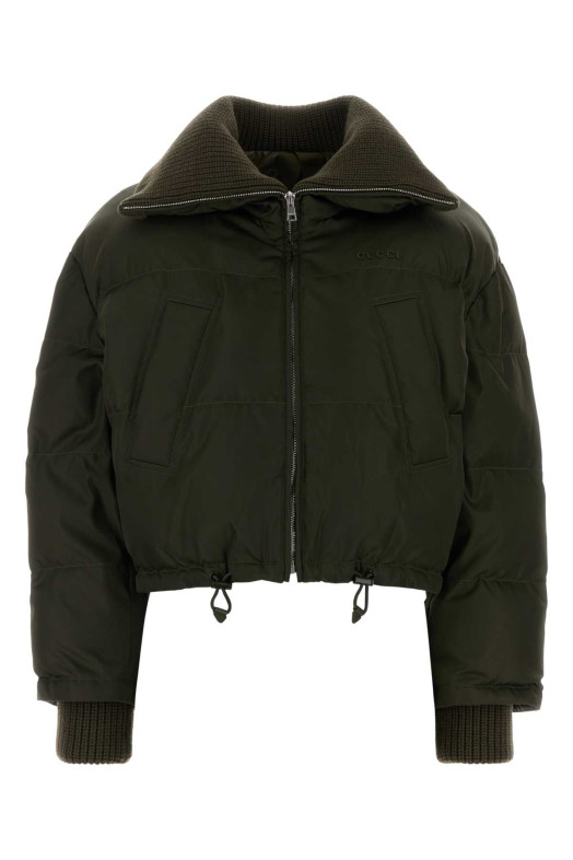 Olive green gabardine padded jacket GUCCI (830892ZAKAX)