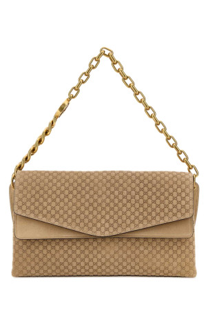 Beige suede large shoulder bag GUCCI (857362AAF0P)
