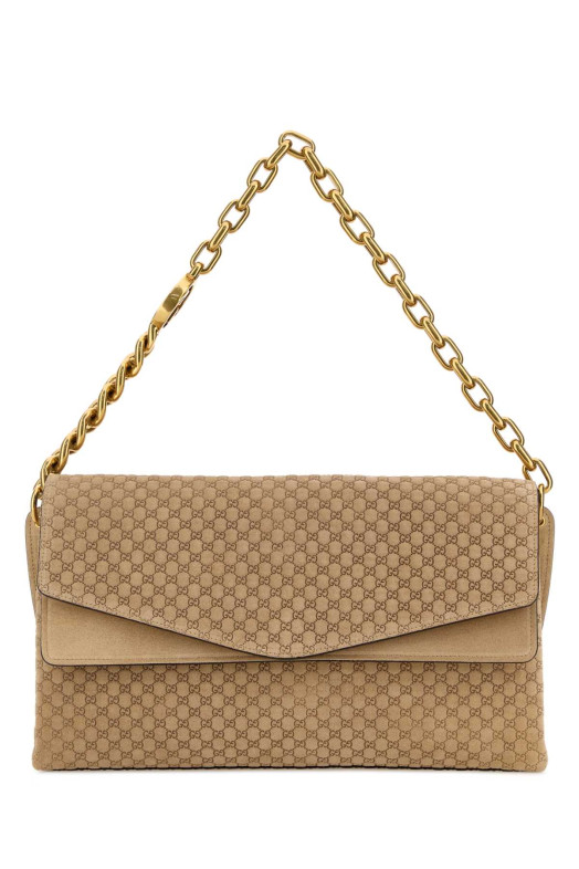 Beige suede large shoulder bag GUCCI (857362AAF0P)
