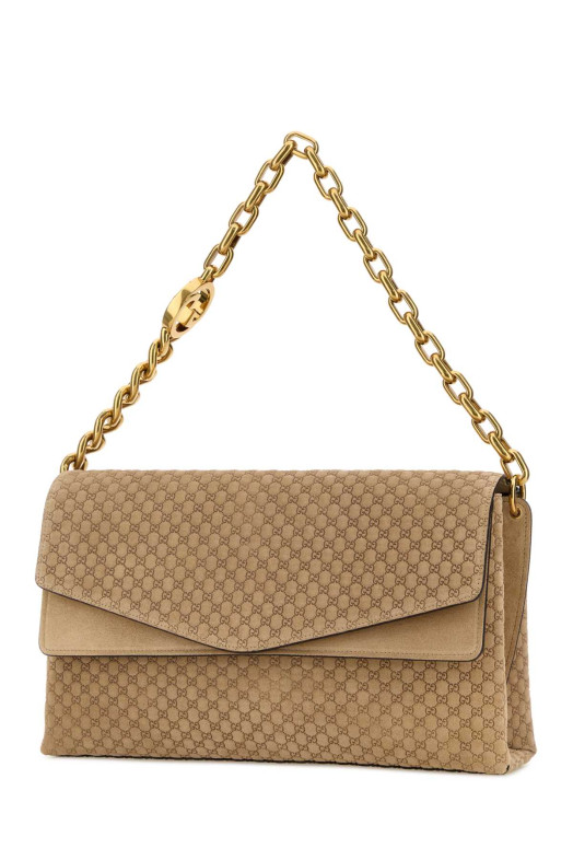 Beige suede large shoulder bag GUCCI (857362AAF0P)