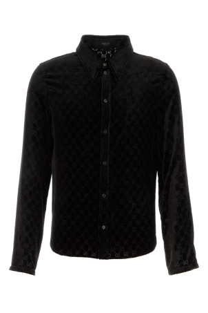 Black stretch velvet shirt Black GUCCI (860674ZAUS4)