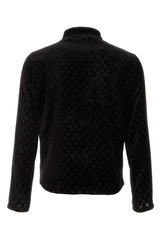 Black stretch velvet shirt Black GUCCI (860674ZAUS4)