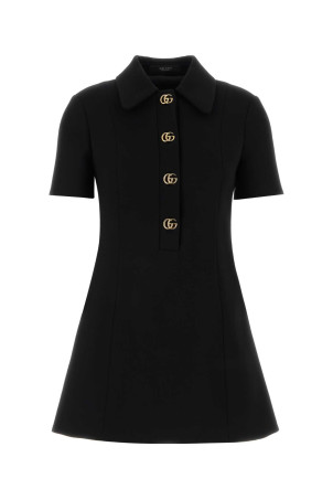 Black crepe polo dress Black GUCCI (864361ZACKN)